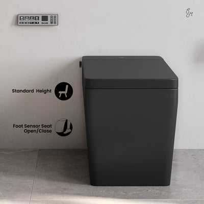 Concorde One Piece Smart Toilet 1.28 GPF in Matte Black with Heated Bidet, Air Drying, Night Light, Foot Sensor