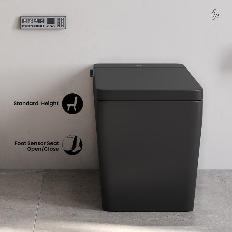 Concorde One Piece Smart Toilet 1.28 GPF in Matte Black with Heated Bidet, Air Drying, Night Light, Foot Sensor