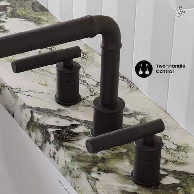 Avallon 8 in. Widespread, Sleek Handle, Bathroom Faucet in Matte Black