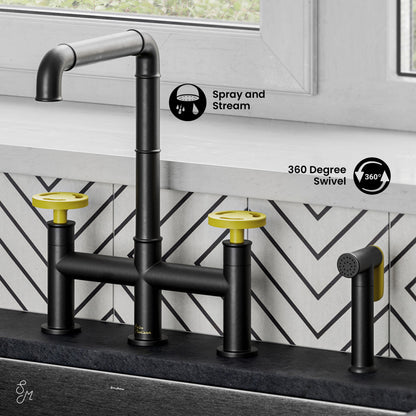 Avallon Pro Kitchen Faucet in Matte Black & Yellow