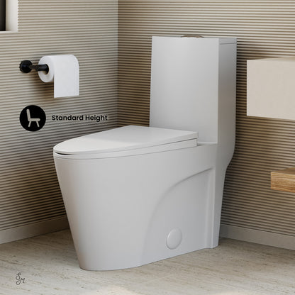 St. Tropez One-Piece 14" Rough-in 1.1/1.6 GPF Dual Top Vortex Flush Elongated Toilet in Matte White