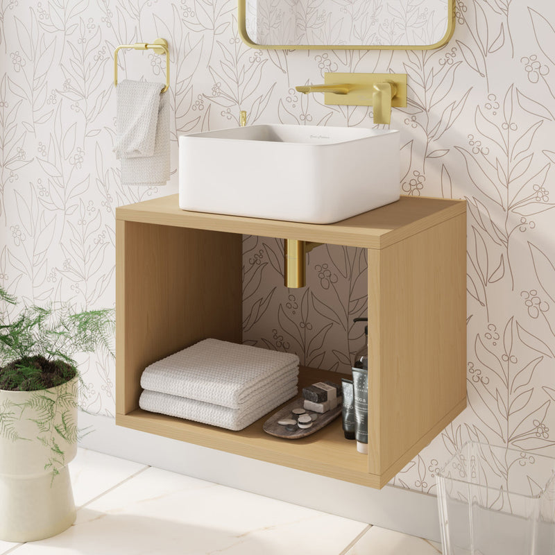 Concorde 24" Wall-Mounted Bathroom Vanity in Natural Oak with Sink Top