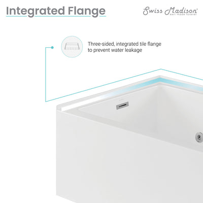 Avancer 60" x 36" Left-Hand Drain Rectangular Alcove Whirlpool Bathtub with Apron