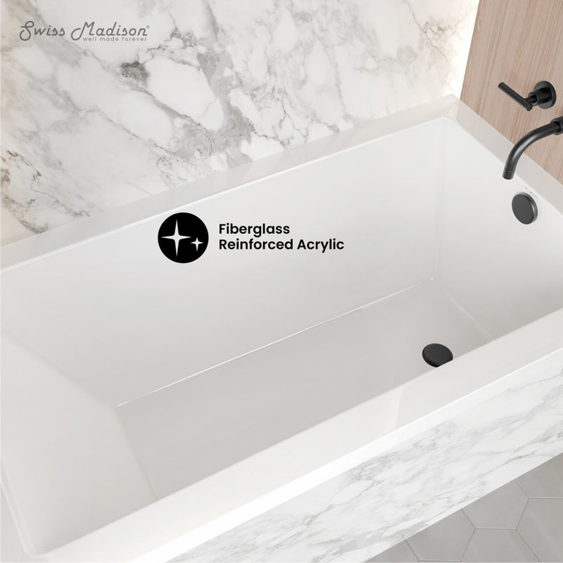 Voltaire 54 x 30 Right Drain Soaking Alcove Bathtub in Glossy White