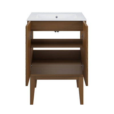 Bosse 24" Freestanding Bathroom Vanity in Brown Oak with Sink Top