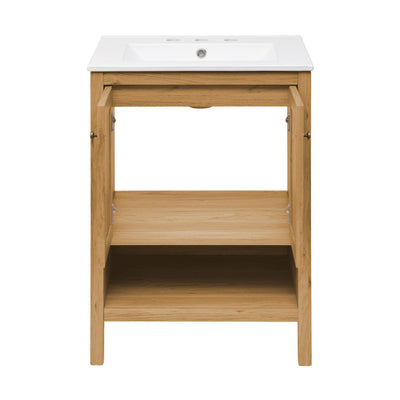 Chateau 24" Freestanding Bathroom Vanity in Golden Oak with 3-Hole Centerset Sink Top