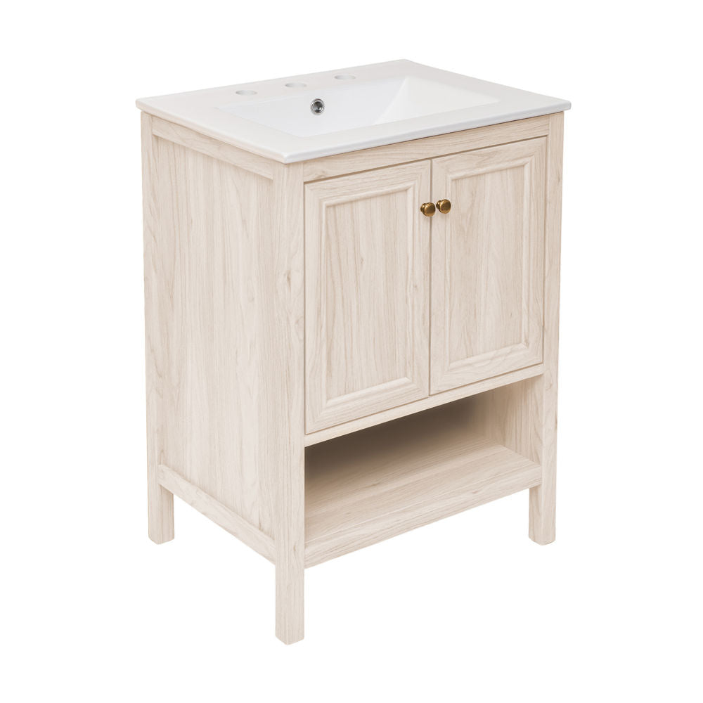 Chateau 24" Freestanding Bathroom Vanity in White Oak with 3-Hole Widespread Sink Top