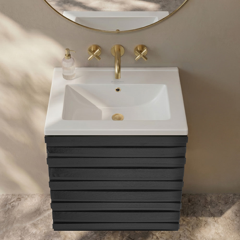 18" Zero Hole Vanity Sink Top in Glossy White