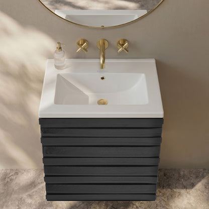 18" Zero Hole Vanity Sink Top in Glossy White