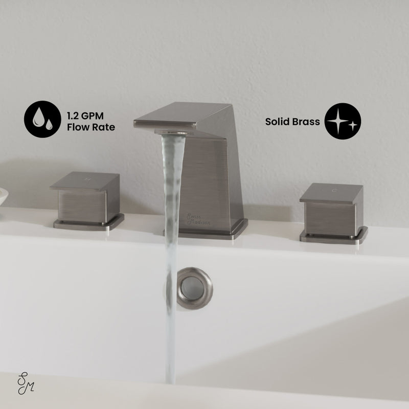 Carre 8 in. Widespread, 2-Handle, Bathroom Faucet in Brushed Nickel