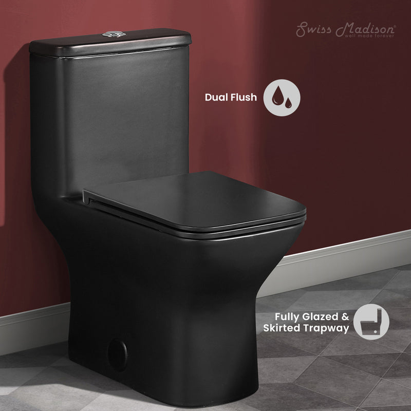 Carre One-Piece Square Toilet Dual-Flush in Matte Black 1.1/1.6 gpf