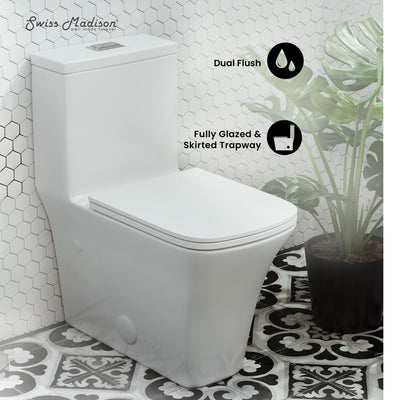 Eclair One-Piece Square Toilet Dual-Flush 0.8/1.28 gpf