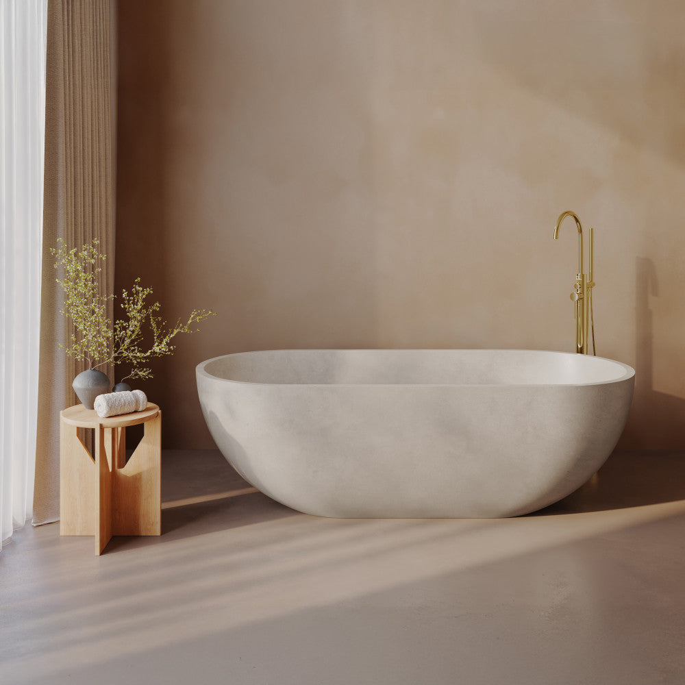 Claire 60" Freestanding Concrete Bathtub in Sand, Drain Included