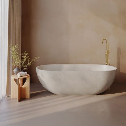 Claire 60" Freestanding Concrete Bathtub in Sand, Drain Included
