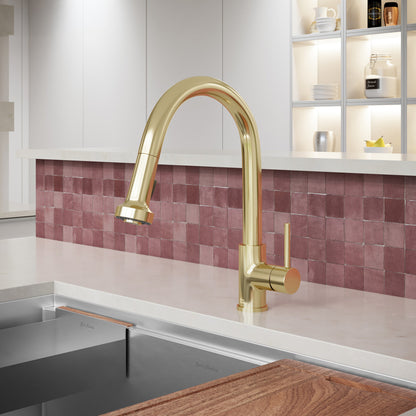Nouvet Single Handle, Pull-Down Kitchen Faucet in Brushed Gold