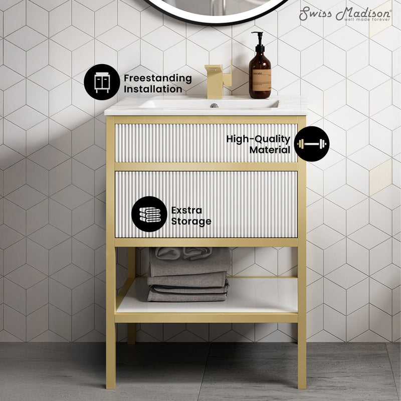 Cache 24" Freestanding Bathroom Vanity in White with Sink Top