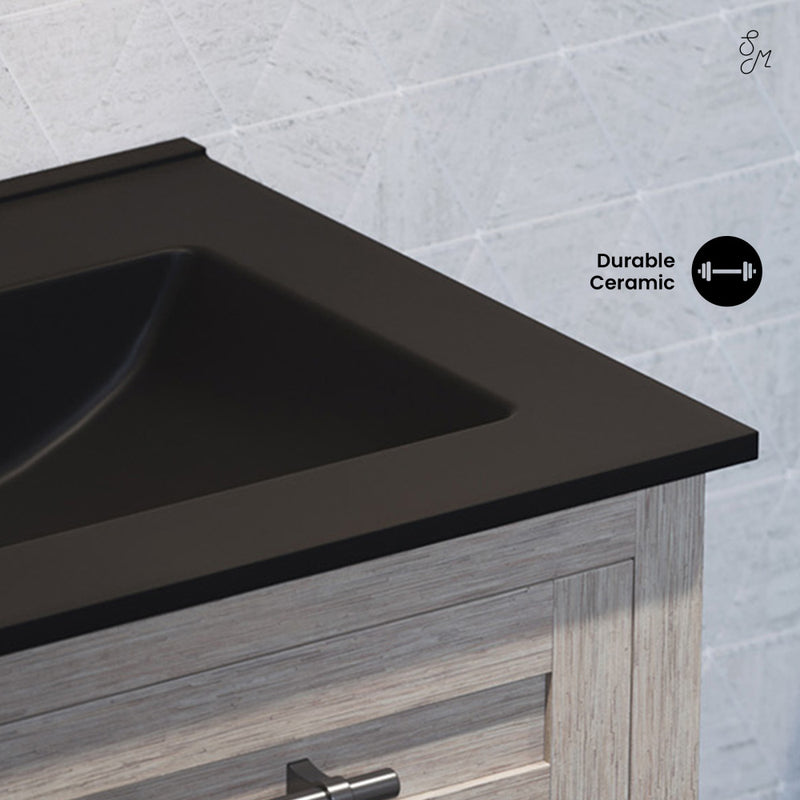 24" 3-Hole Centerset Vanity Sink Top in Matte Black