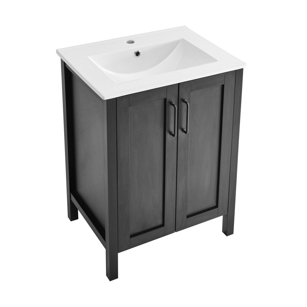 Avallon 24" Freestanding Bathroom Vanity in Black with Sink Top