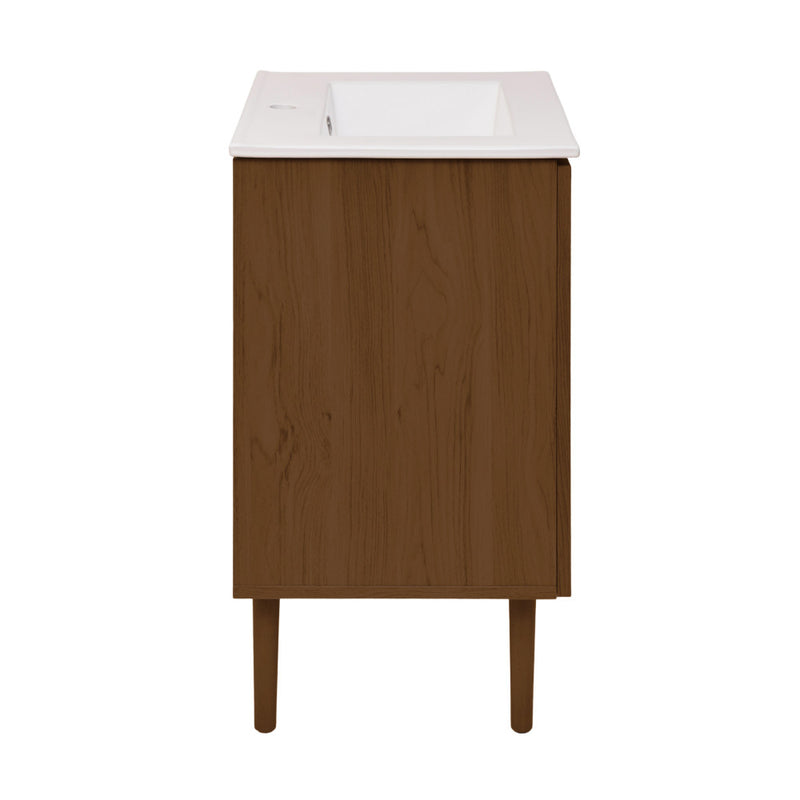 Bron 24" Freestanding Bathroom Vanity in Brown Oak with Sink Top