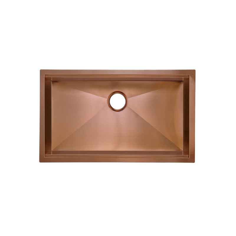 Tourner 32" 18 Gauge Stainless Steel Undermount Kitchen Sink in Polished Rose Gold