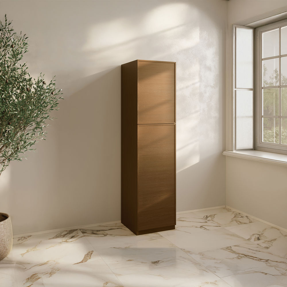 St. Tropez 15 x 15 x 60 Freestanding Linen Cabinet in Brown Oak