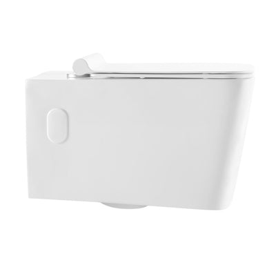 Concorde Wall-Hung Toilet Bundle 0.8/1.6 GPF Dual Flush in Glossy White with Brass Flush Plate