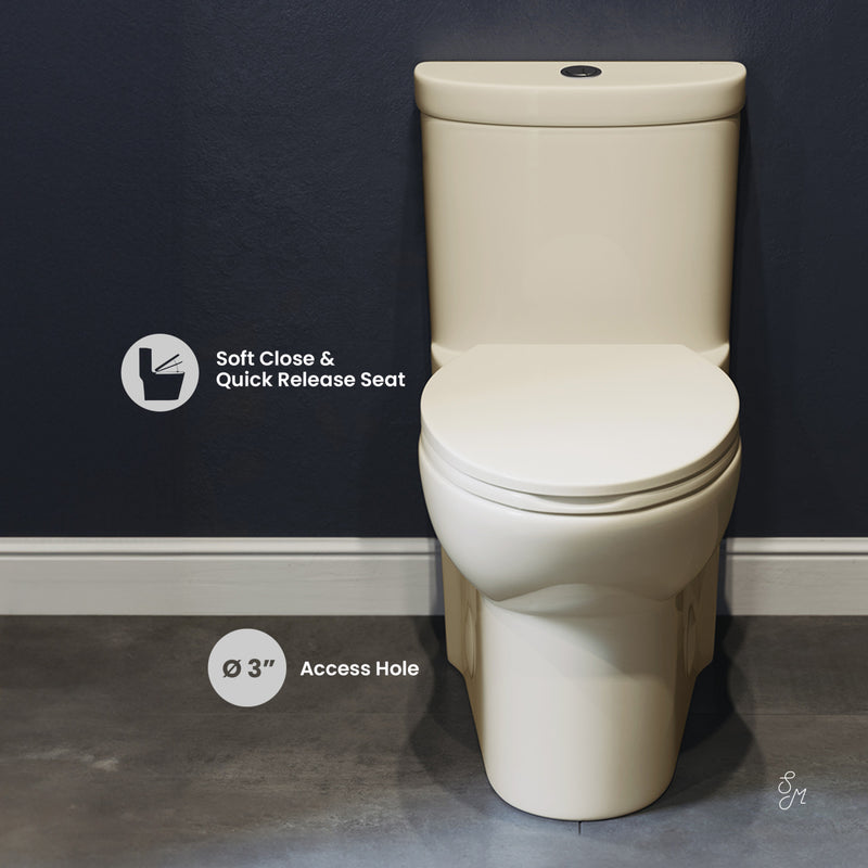 Sublime One-Piece Elongated Dual-Flush Toilet in Bisque 1.1/1.6 gpf