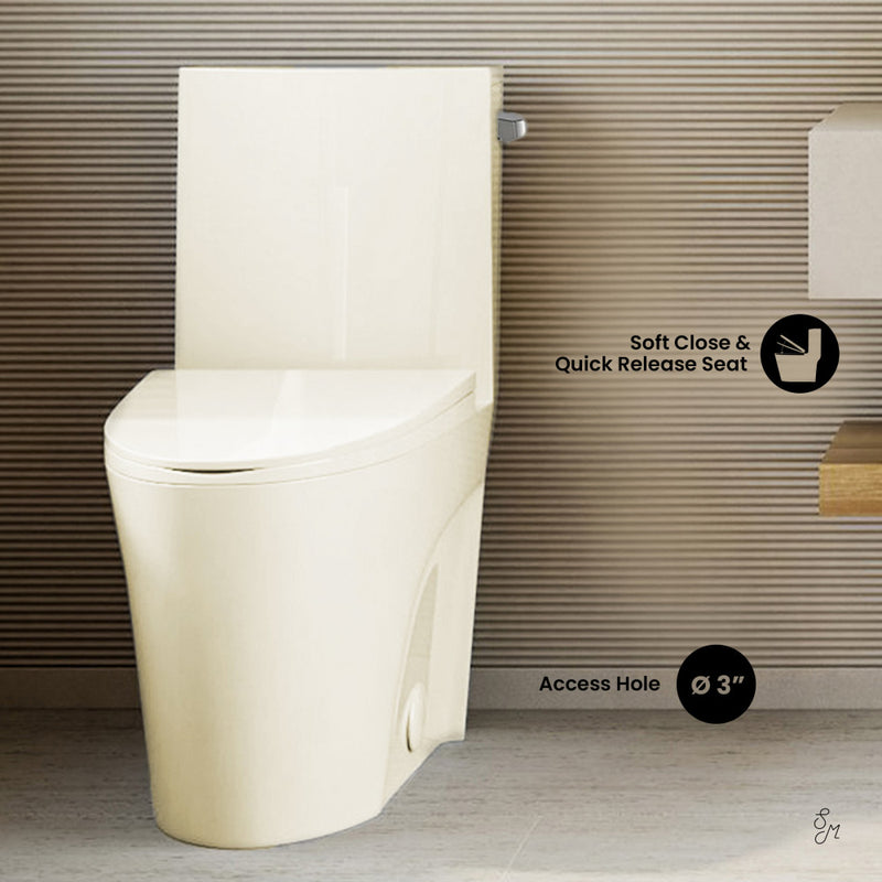 St. Tropez One-Piece 14" Rough-in 1.28 GPF Right-Hand Vortex Flush Elongated Toilet in Glossy Bisque