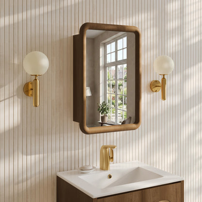 Plaisir 18 x 27 Recessed/Wall Mount Medicine Cabinet with Mirror in Brown Oak