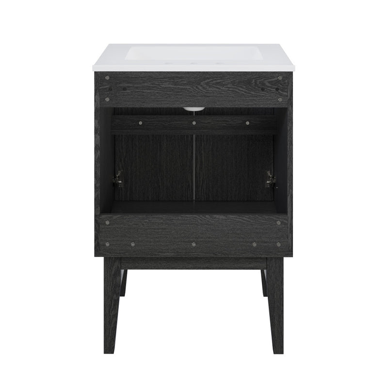 Bosse 24" Freestanding Bathroom Vanity in Black Oak with 3-Hole Centerset Sink Top