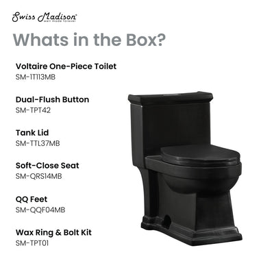 Voltaire One-Piece Elongated Toilet Dual-Flush 1.1/1.6 gpf in Matte Black