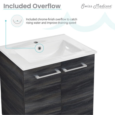 Annecy 24" Freestanding Bathroom Vanity in Black Walnut with Sink Top