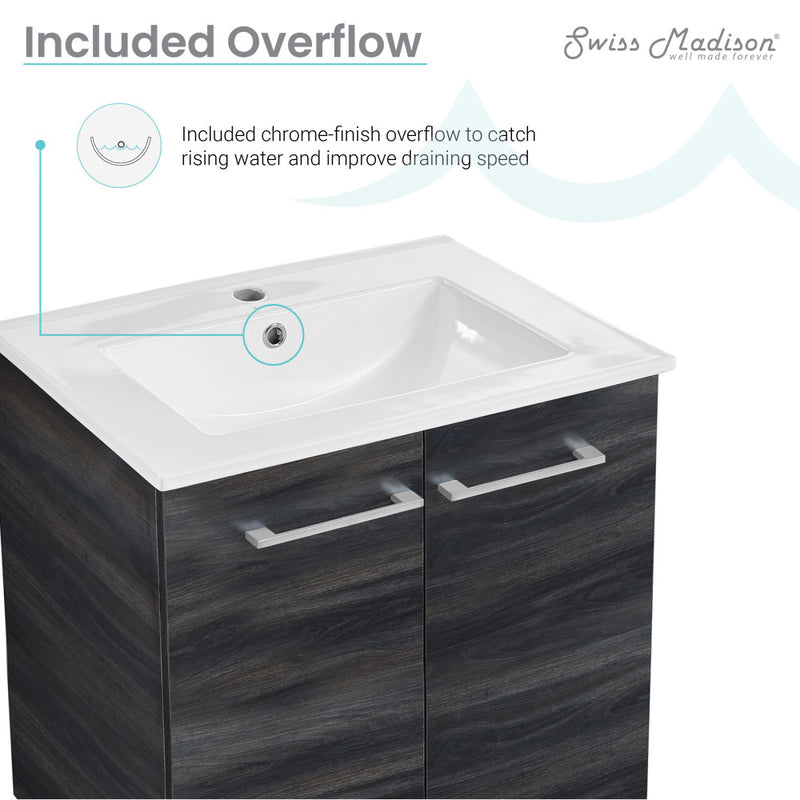 Annecy 24" Freestanding Bathroom Vanity in Black Walnut with Sink Top