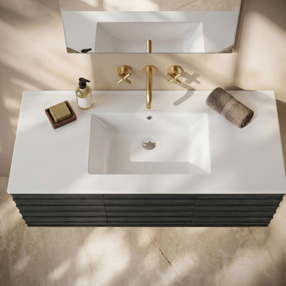 48" Zero Hole Vanity Sink Top in Glossy White