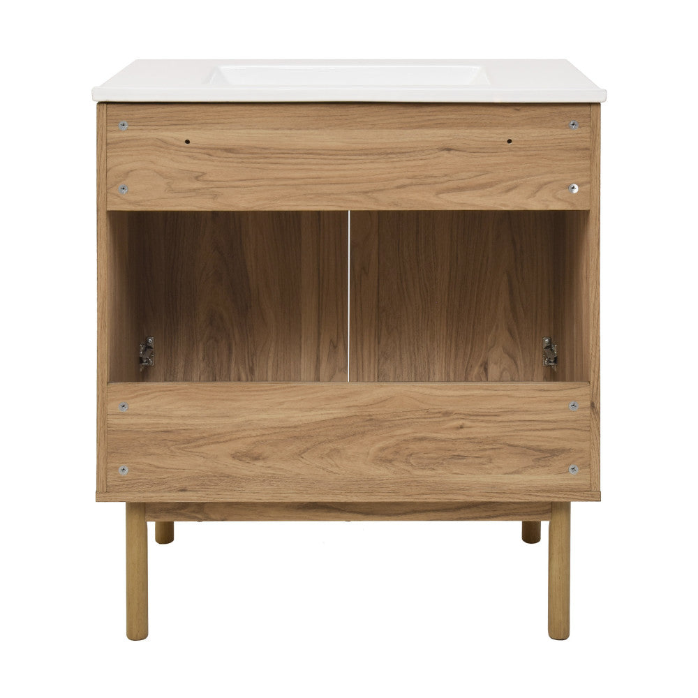 Classe 30" Freestanding Bathroom Vanity in Golden Oak with 3-Hole Widespread Sink Top