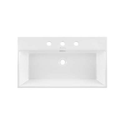 Claire 30" Console Sink White Basin Black Legs with 8" Widespread Holes