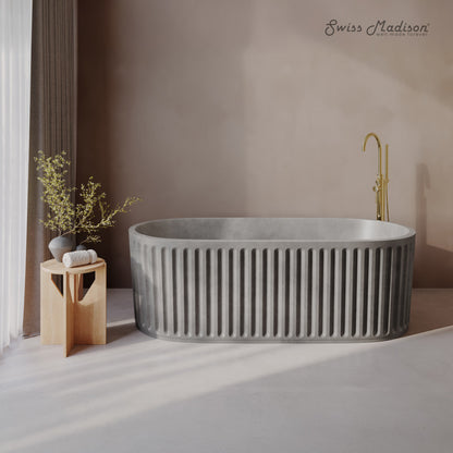 Delice 67" Freestanding Concrete Bathtub in Gray, Drain Included