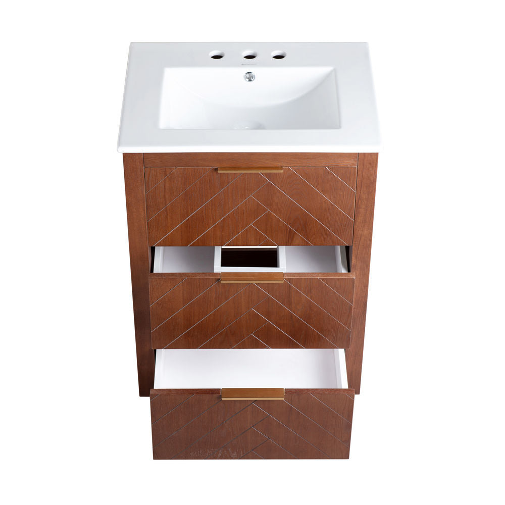 Daxton 24" Freestanding Bathroom Vanity in Brown Oak with 3-Hole Centerset Sink Top