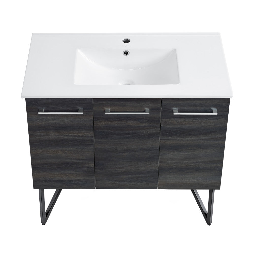 Annecy 36" Freestanding Bathroom Vanity in Black Walnut with Sink Top