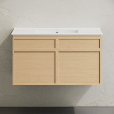 St. Tropez 36" Wall-Mounted Bathroom Vanity in Natural Oak with Sink Top