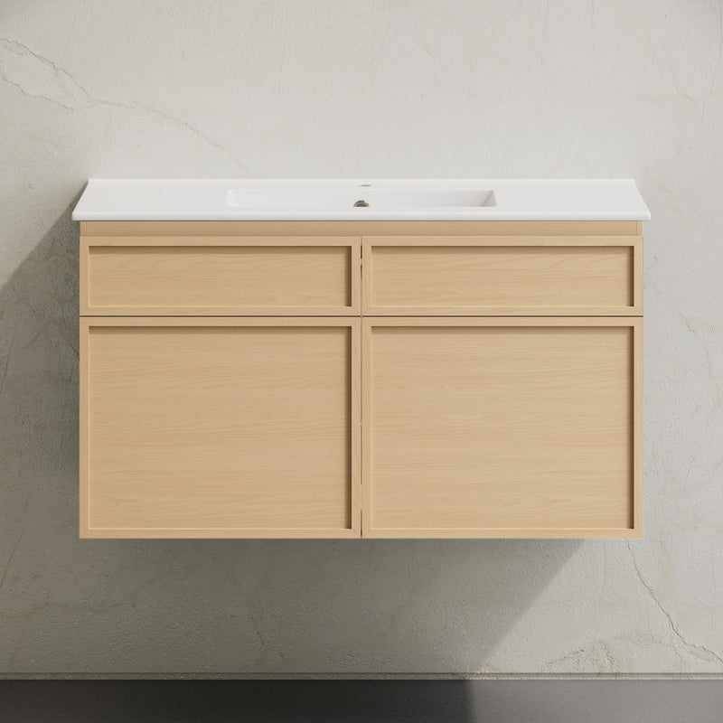 St. Tropez 36" Wall-Mounted Bathroom Vanity in Natural Oak with Sink Top