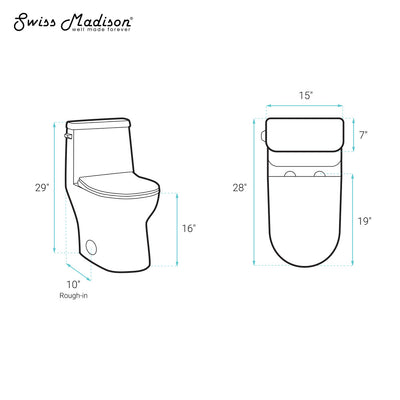 Ivy One-Piece Elongated Toilet Left Side Flush, 10" Rough-In 1.28 gpf