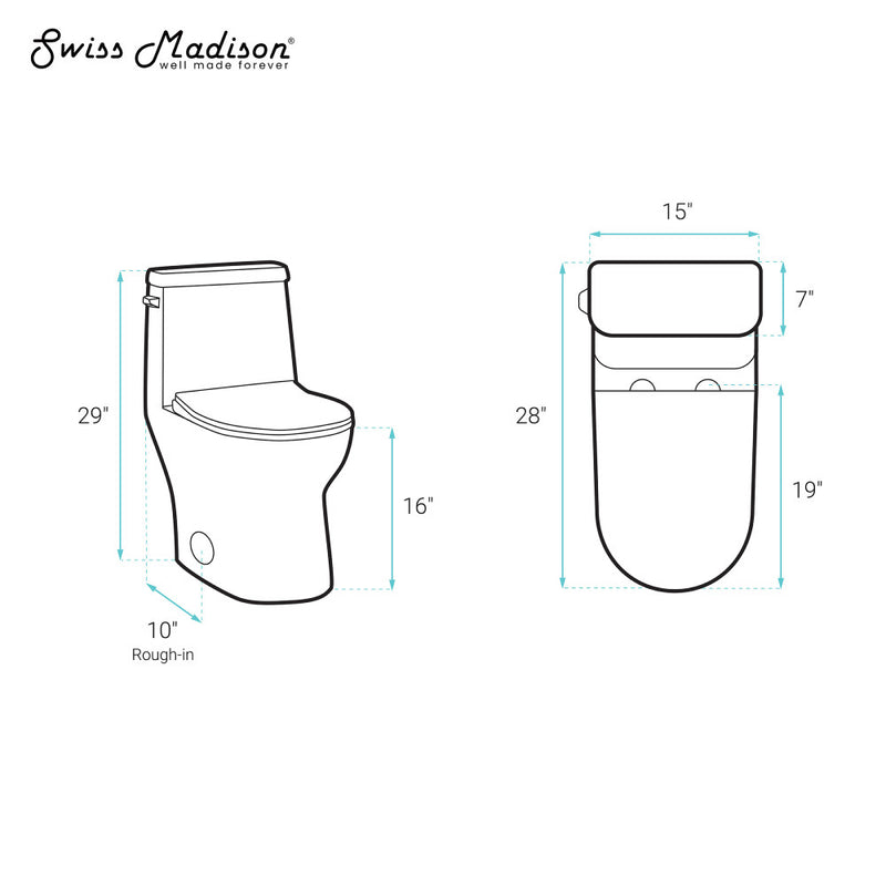 Ivy One-Piece Elongated Toilet Left Side Flush, 10" Rough-In 1.28 gpf