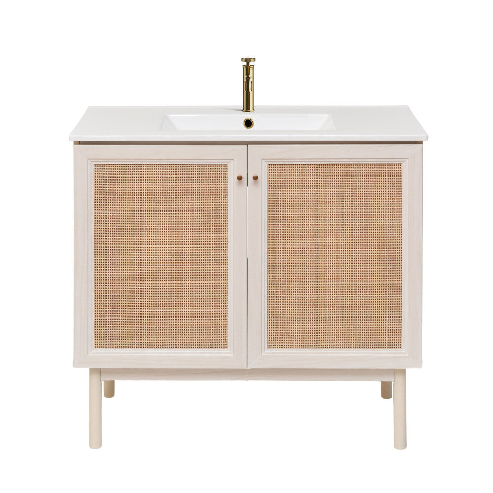 Classe 36" Freestanding Bathroom Vanity in White Oak with Sink Top