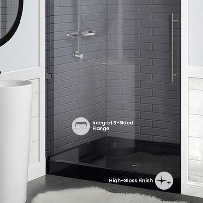 Voltaire 36" x 36" Acrylic Black, Single-Threshold, Center Drain, Shower Base