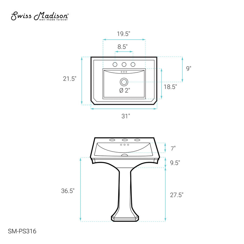 Voltaire Two-Piece Pedestal Sink