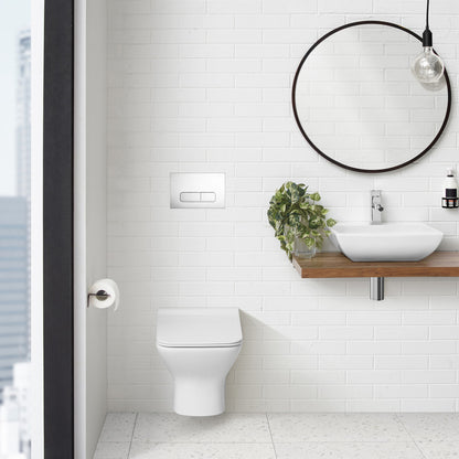 Carre Wall Mount Dual Flush Actuator Plate with Rectangle Push Buttons in Polished Chrome