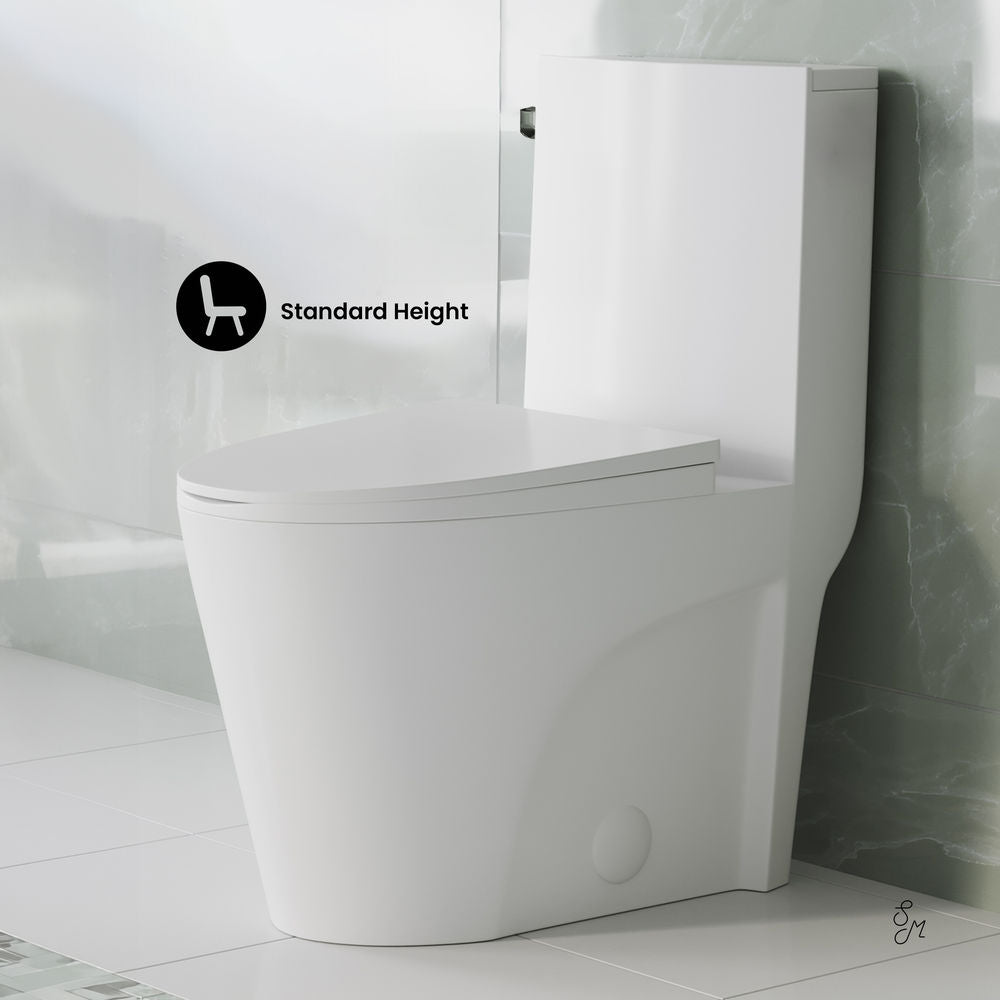 St. Tropez One-Piece 10" Rough-in 1.28 GPF Left-Hand Vortex Flush Elongated Toilet in Matte White
