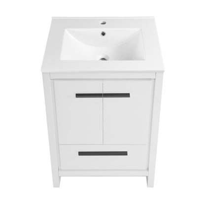 Virage 24" Freestanding Bathroom Vanity in White with Sink Top