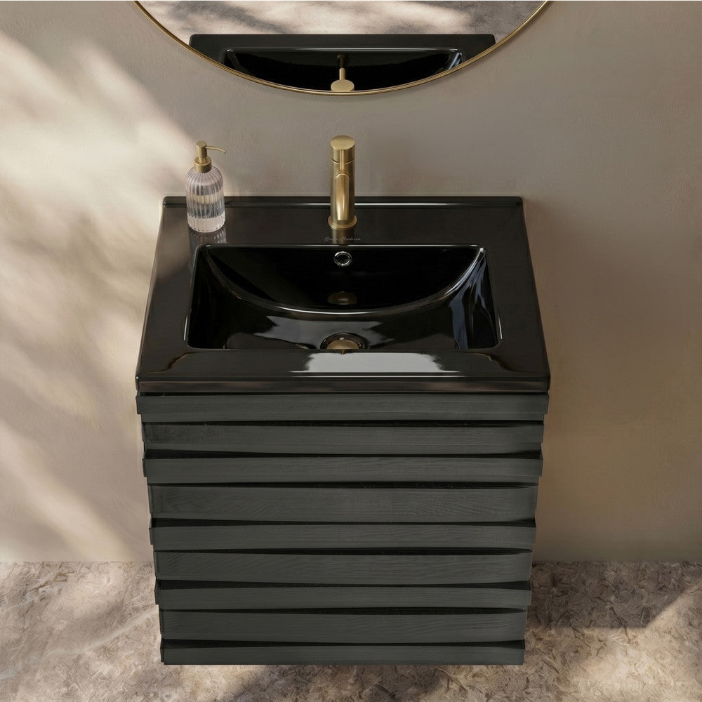 18" Vanity Sink Top in Glossy Black